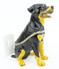 Rottweiler Dog Sitting, Black/Yellow Trinket Box or Figurine
