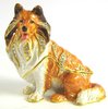 Shetland Sheepdog Enamelled-Jewelled Trinket Box-figurine