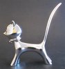 Ring Holder - Silver Plated-Satin Finish Cat - Bobble Head