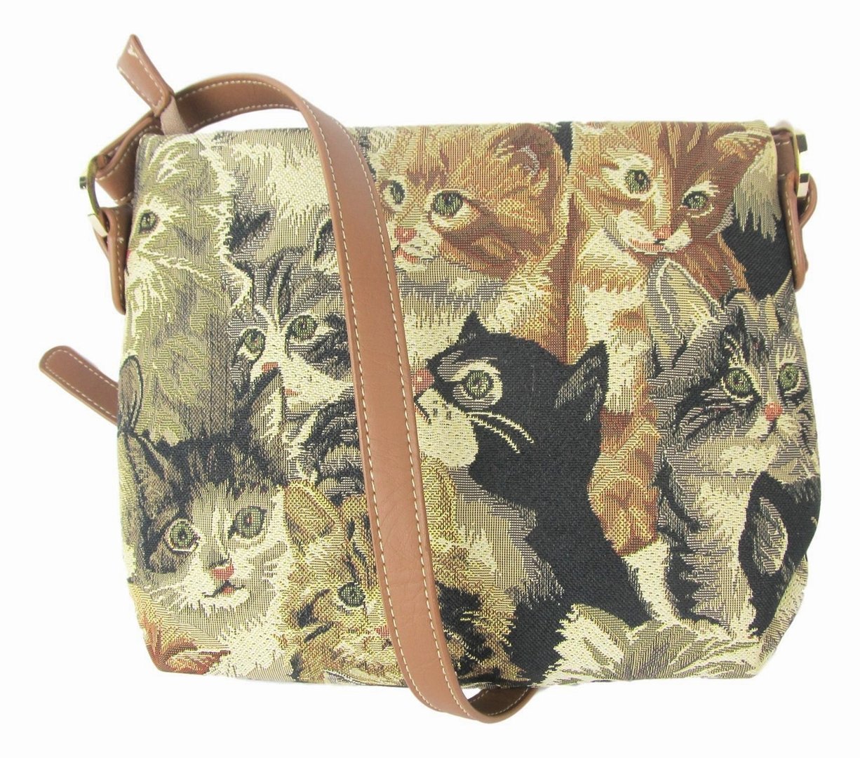 Slim Cross body Bag Tapestry Signare Cats & Kittens Shoulder Bag 