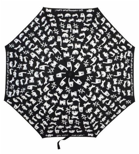 "Flat Cats" Black Folding Umbrella - Shelta
