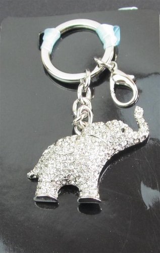 Silver Diamanti Elephant Key Ring  - Cello Wrapped