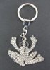 Frog Key Ring - Silver base White Crystals - Flat