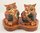 Owl  - 3 piece Ceramic Salt & Pepper Shakers - Blk & Tan