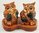 Owl  - 3 piece Ceramic Salt & Pepper Shakers - Blk & Tan