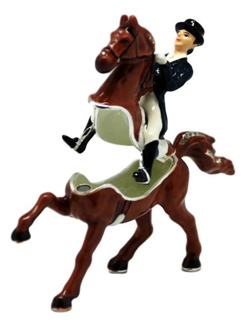 Dressage Horse with Rider Trinket Box or Figurine