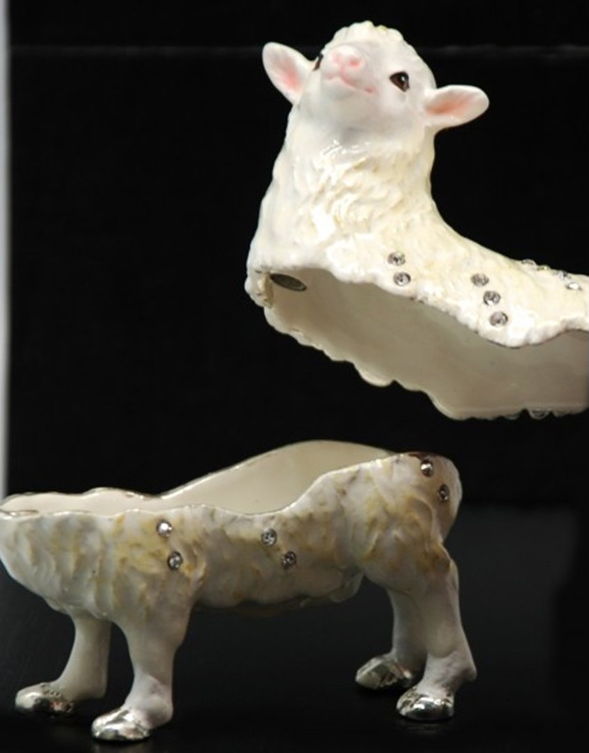 Sheep Jewelled & Enamelled Trinket Box or Figurine