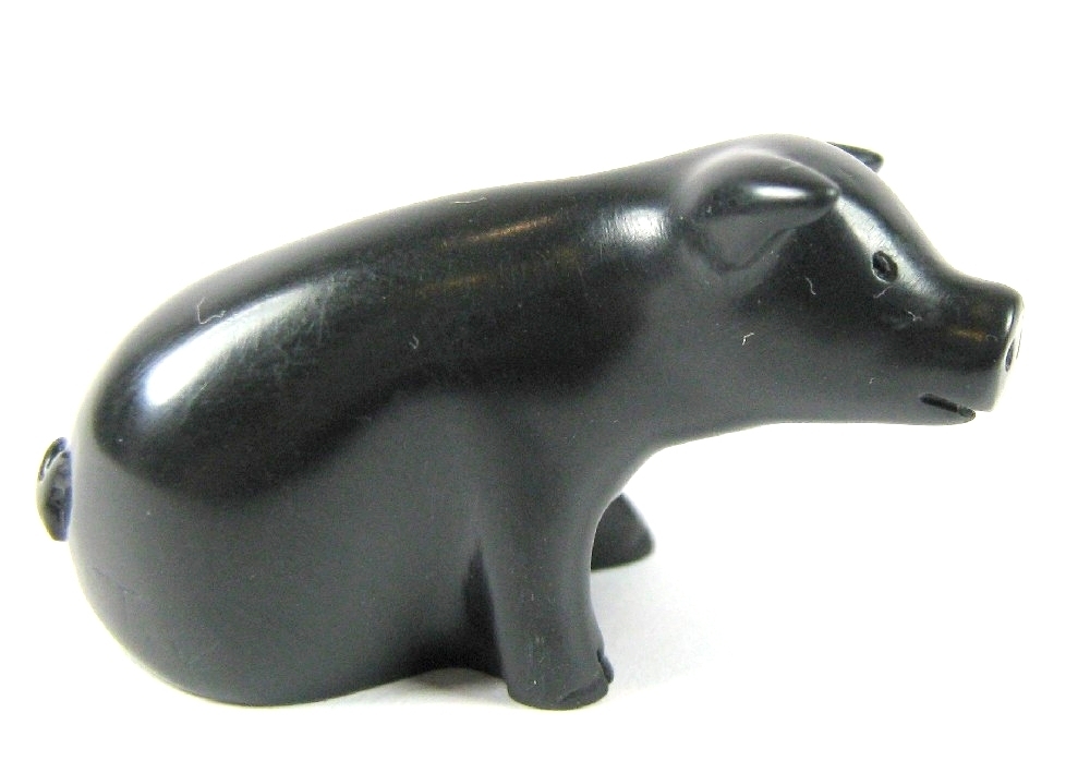 Quintessence (UK) Miniature Stone Pig  Figurine - Black