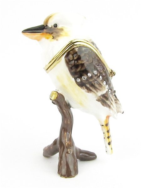 Kookaburra Jewelled Bird Trinket Box - Enamelled