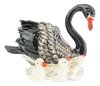 Black Swan Jewelled Bird Trinket Box or Figurine - Enamelled