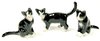 Miniature Hand Painted Set/3 Blk & White Cats (Tiny)