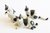 Miniature Porcelain, Set/3 White Black Spots Fat Cats