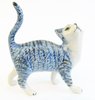 Miniature Ceramic Cat figurine, Blue Tabby with White