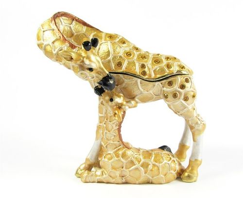 Giraffe & Calf  Diamanti Jewelled Trinket Box or Figurine
