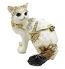 Cat Jewelled & Enamelled Trinket Box, White Ginger markings