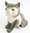 Ceramic Cat Figurine Grey Tabby & White
