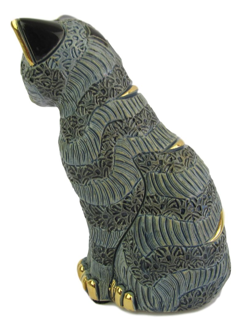 Rinconada -Beautiful Blue Grey Tabby Cat Sitting Figurine