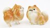 Miniature Porcelain,Hand Painted Pomeranian Set2 Dog Figurine