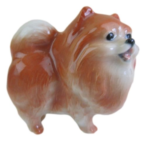 Miniature Porcelain,Hand Painted Pomeranian Dog Figurine