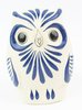 Owl Figurine -Hand Painted Mexican Pottery Creamy Blue Enamel