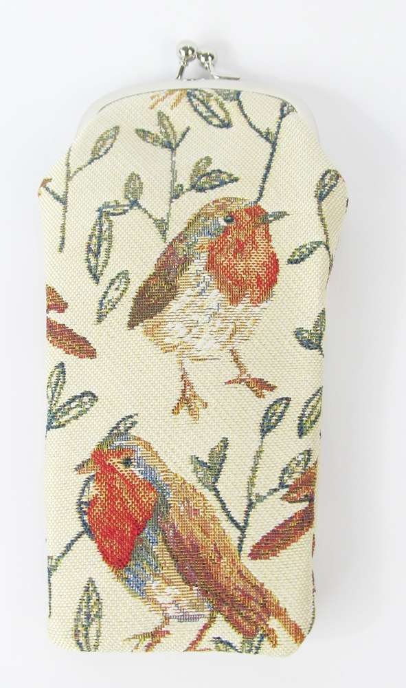 Tapestry Robin Bird design Reading Glasses pouch by Signare