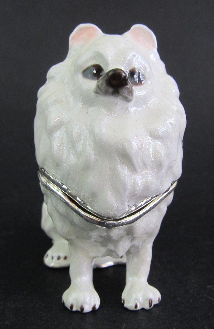 Buy Pomeranian - White Jewelled Dog Trinket Box or Figurine