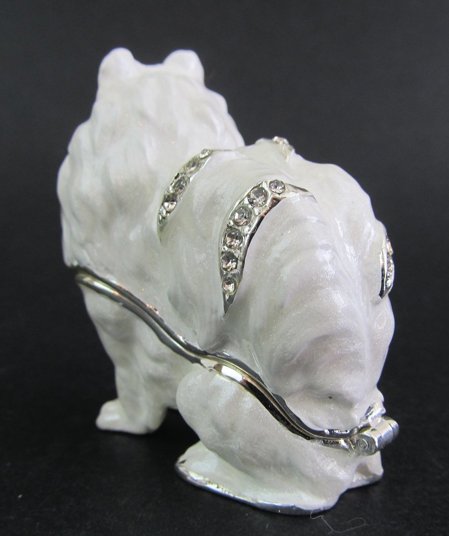 Buy Pomeranian - White Jewelled Dog Trinket Box or Figurine
