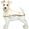 Schnauzer Dog, White Decorative Jewelled Box or  Figurine