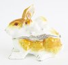 Rabbit & baby  Jewelled Trinket Box or Figurine - Brwn & Wte