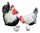 Miniature Porcelain Chicken Family Set of 4