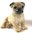 Miniature Porcelain Pug dog Figurine - Fawn Set of 2