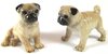 Miniature Porcelain Pug dog Figurine - Fawn Set of 2