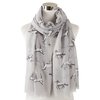 Horse Scarf - Grey with Grey & White horses Approx 180cm Long