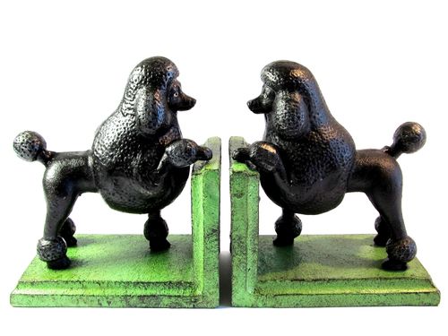 Poodle Bookends - Cast Iron Aged Appearance Black Dog