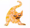 Cat Brooch Playing Acrylic Pale Orange/White colour Approx 6x5.5cm