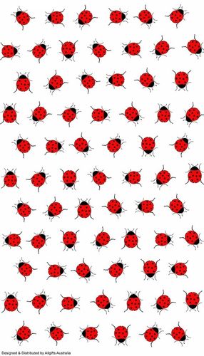 Ladybird or Ladybug Tea Towel - White Cotton