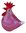 Glass Rooster Sitting Figurine 10 cm H - Pink Red Clear