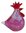 Glass Rooster Sitting Figurine 10 cm H - Pink Red Clear
