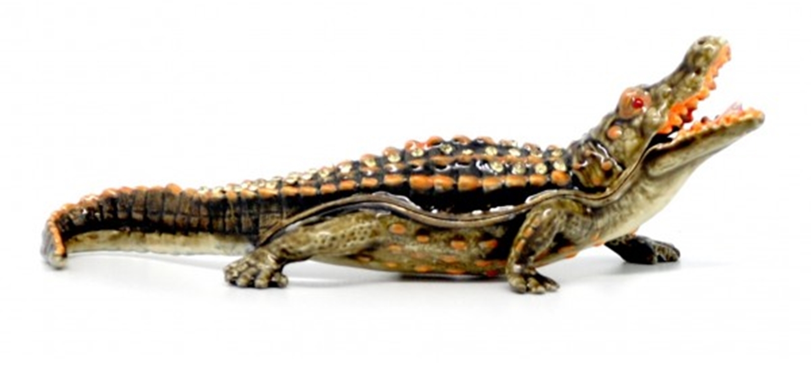 Crocodile -  Jewelled Trinket Box Or Figurine