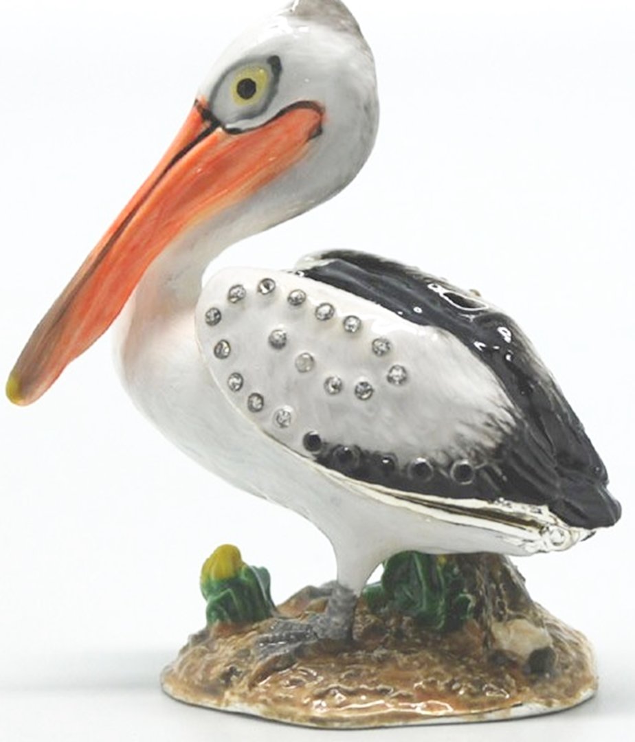 Australian Pelican Jewelled Bird Trinket Box - Enamelled
