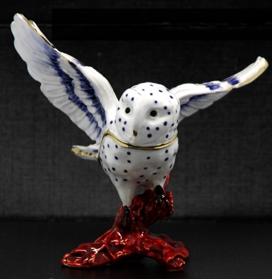 Beautiful Night Owl Jewelled Trinket Box or Figurine