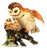 Barn Owl Family Jewelled Trinket Box or Figurine