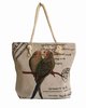 Budgerigar Bird Tote or Shoulder Bag - Beige Backed