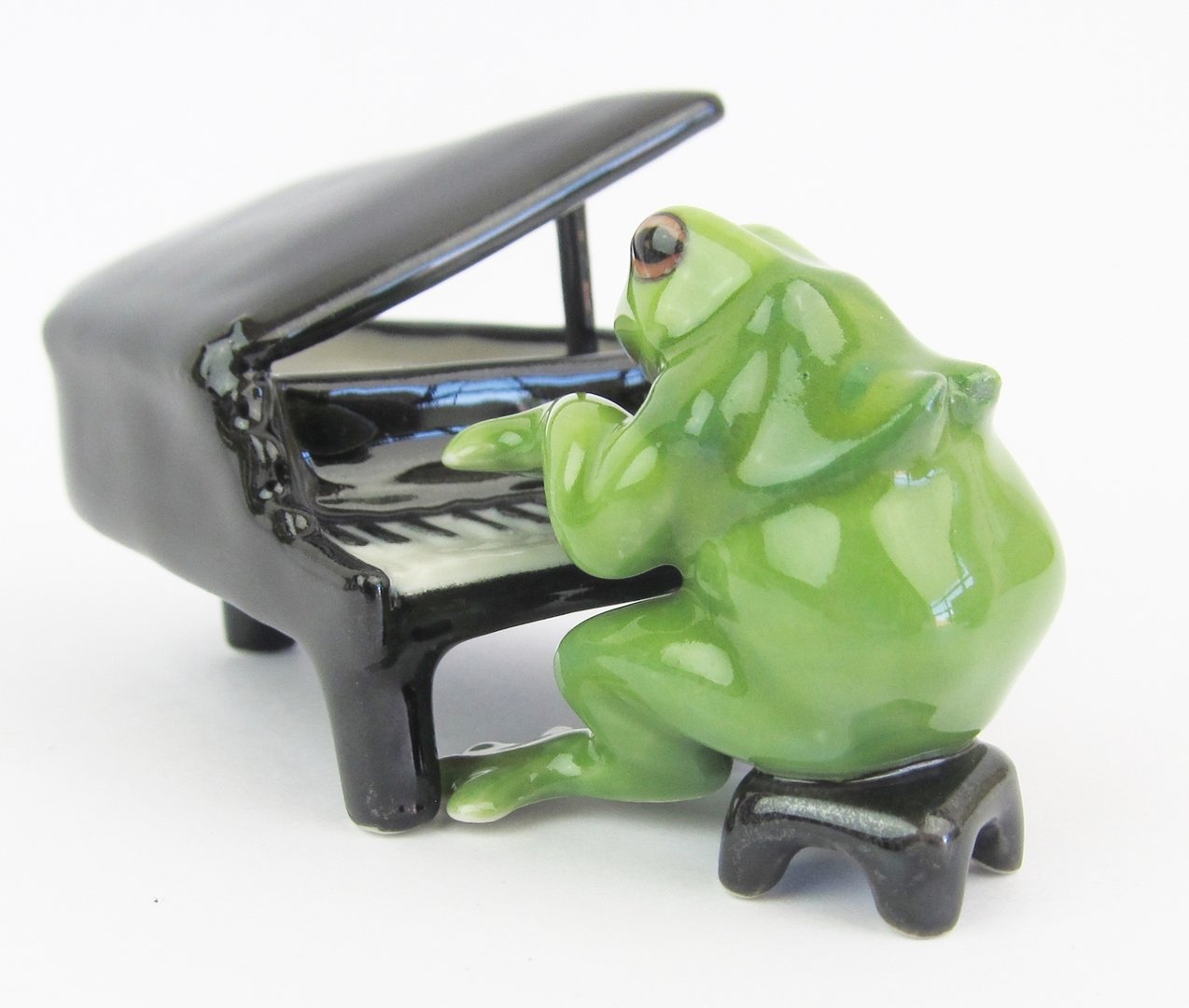 Miniature Porcelain Green Frog Musical Band Set/6 Figurines 