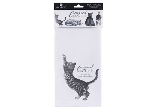 Bay Tree Studios Casual Cats Series Cotton Tea Towel