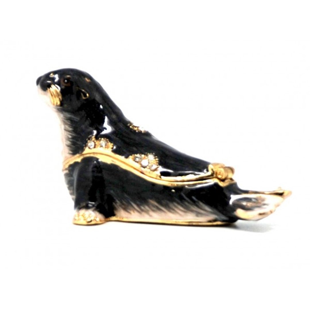 Gray Sea or Sea Lion Jewelled Trinket Box or Figurine