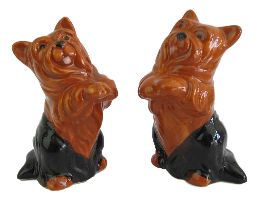 Yorkshire Terrier or Silky Terrier Dog Salt & Pepper Shakers