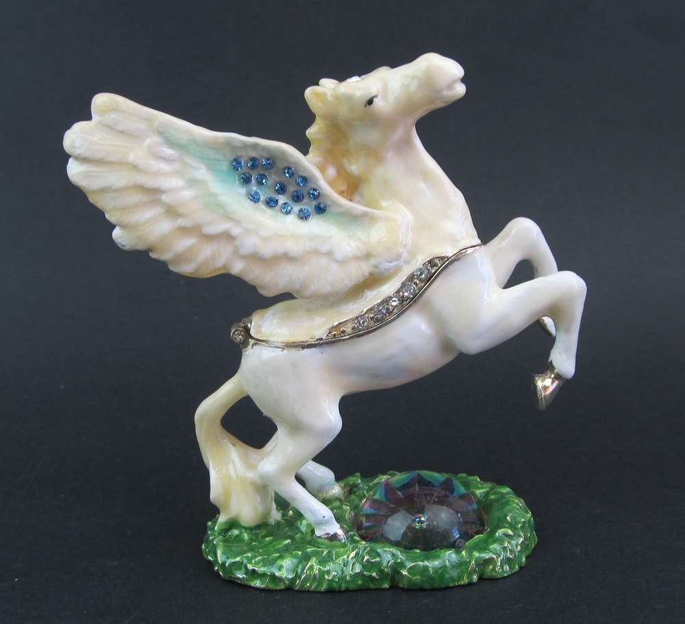 Pegasus Horse Jewelled Enamalled Trinket Box or Figurine