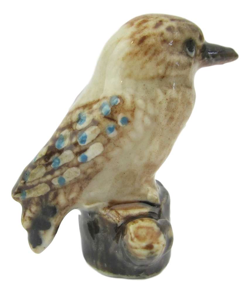 Miniature Porcelain Tiny Kookaburra on Stump 2.5cm High