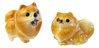 Miniature Porcelain Pomeranian Set/2 Tiny Dog Figurines